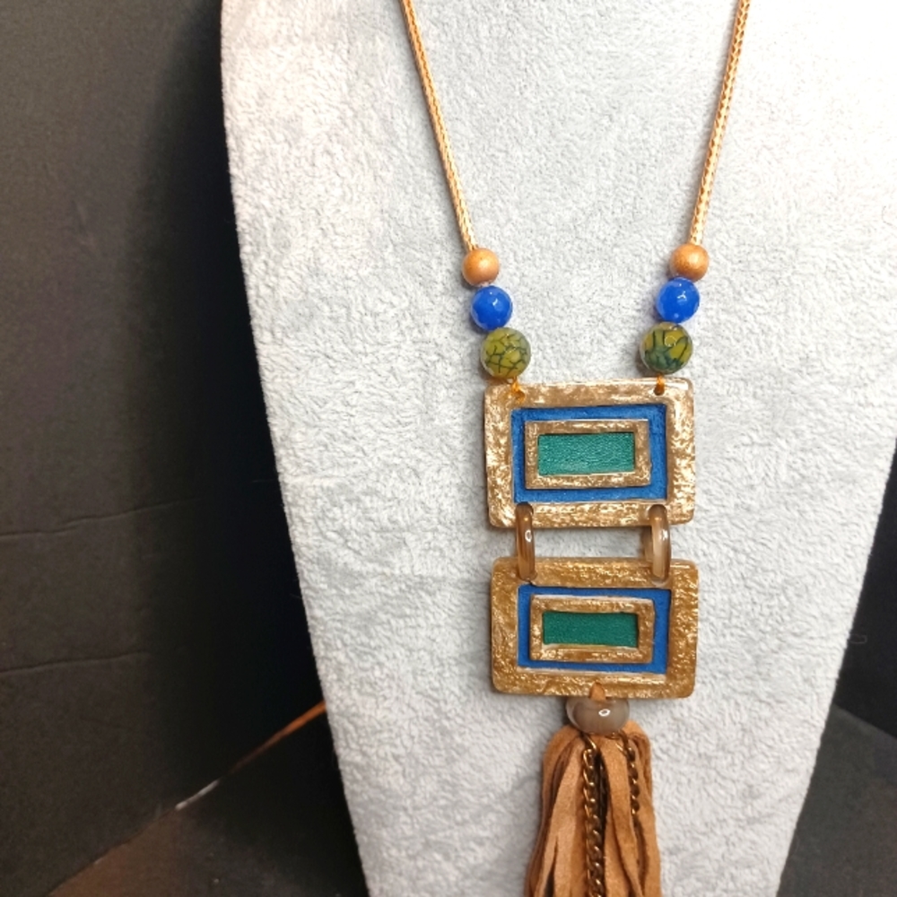 Gold and Cobalt Necklace.
